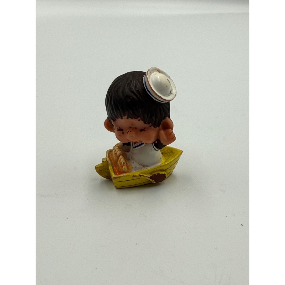 Vintage 1979 Sekiguchi Sailor Boy in Yellow Boat‎ PVC Figure Hong Kong Miniature